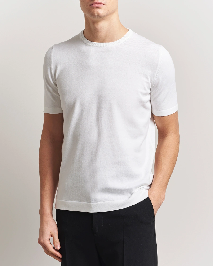 Herr | T-Shirts | Gran Sasso | Cotton Knitted Crew Neck T-Shirt White
