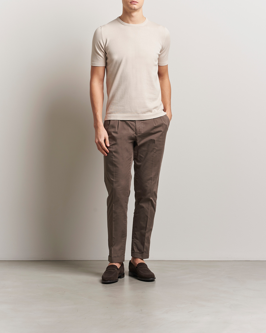 Herr | T-Shirts | Gran Sasso | Cotton Knitted Crew Neck T-Shirt Beige