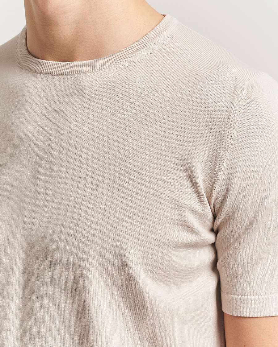 Herr | T-Shirts | Gran Sasso | Cotton Knitted Crew Neck T-Shirt Beige