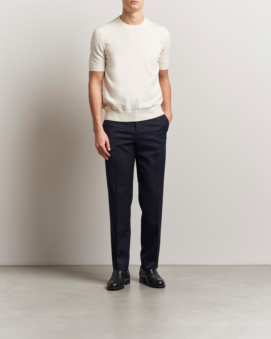 Herr | T-Shirts | Gran Sasso | Cotton Heavy Knitted Crew Neck T-Shirt Cream