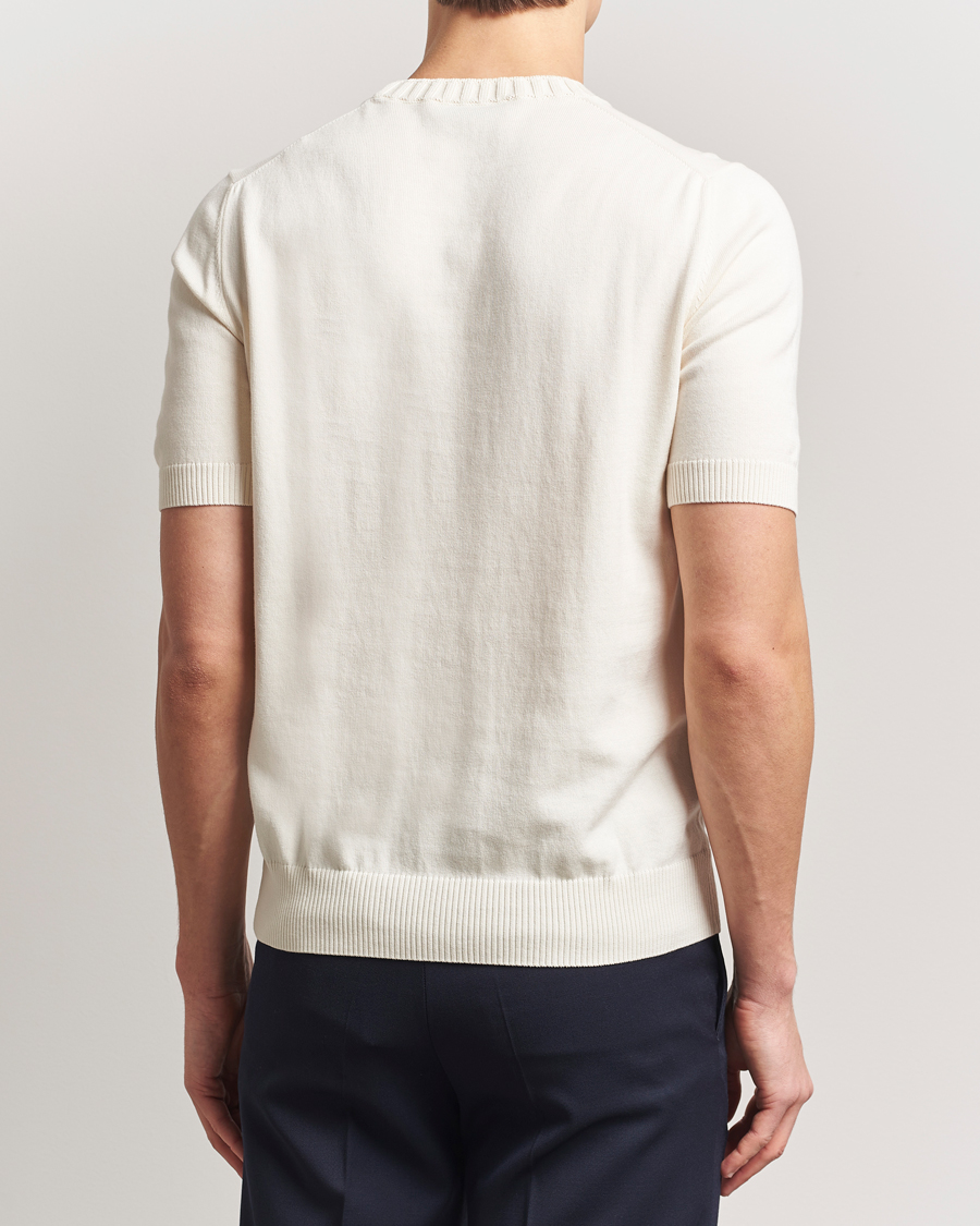 Herr | T-Shirts | Gran Sasso | Cotton Heavy Knitted Crew Neck T-Shirt Cream