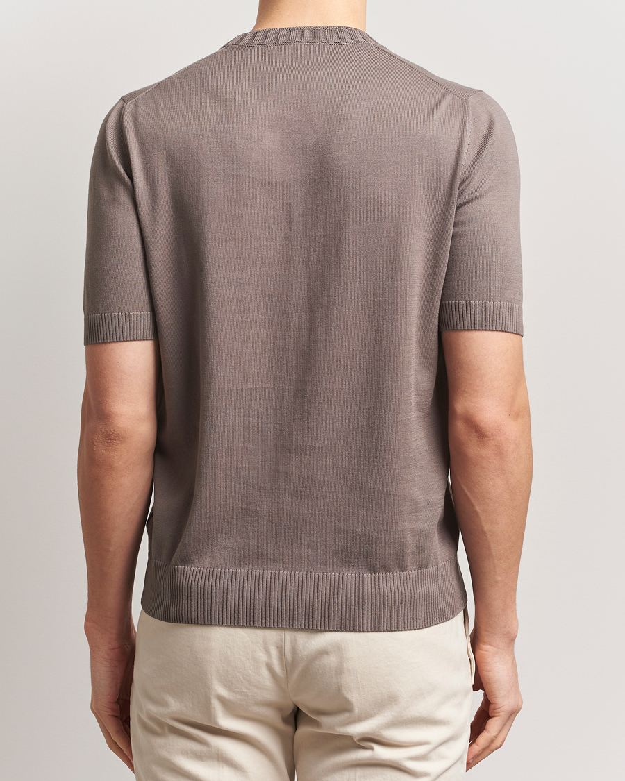 Herr | T-Shirts | Gran Sasso | Cotton Heavy Knitted Crew Neck T-Shirt Brown