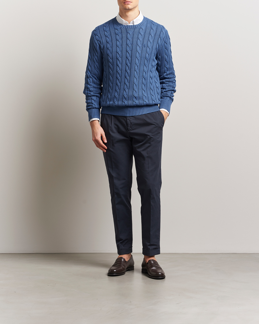Herr | Tröjor | Polo Ralph Lauren | Cotton Cable Pullover Bright Blue