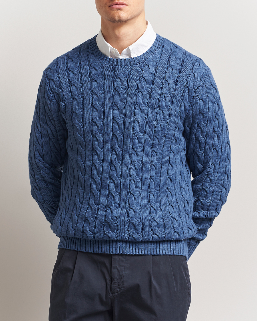 Herr | Tröjor | Polo Ralph Lauren | Cotton Cable Pullover Bright Blue