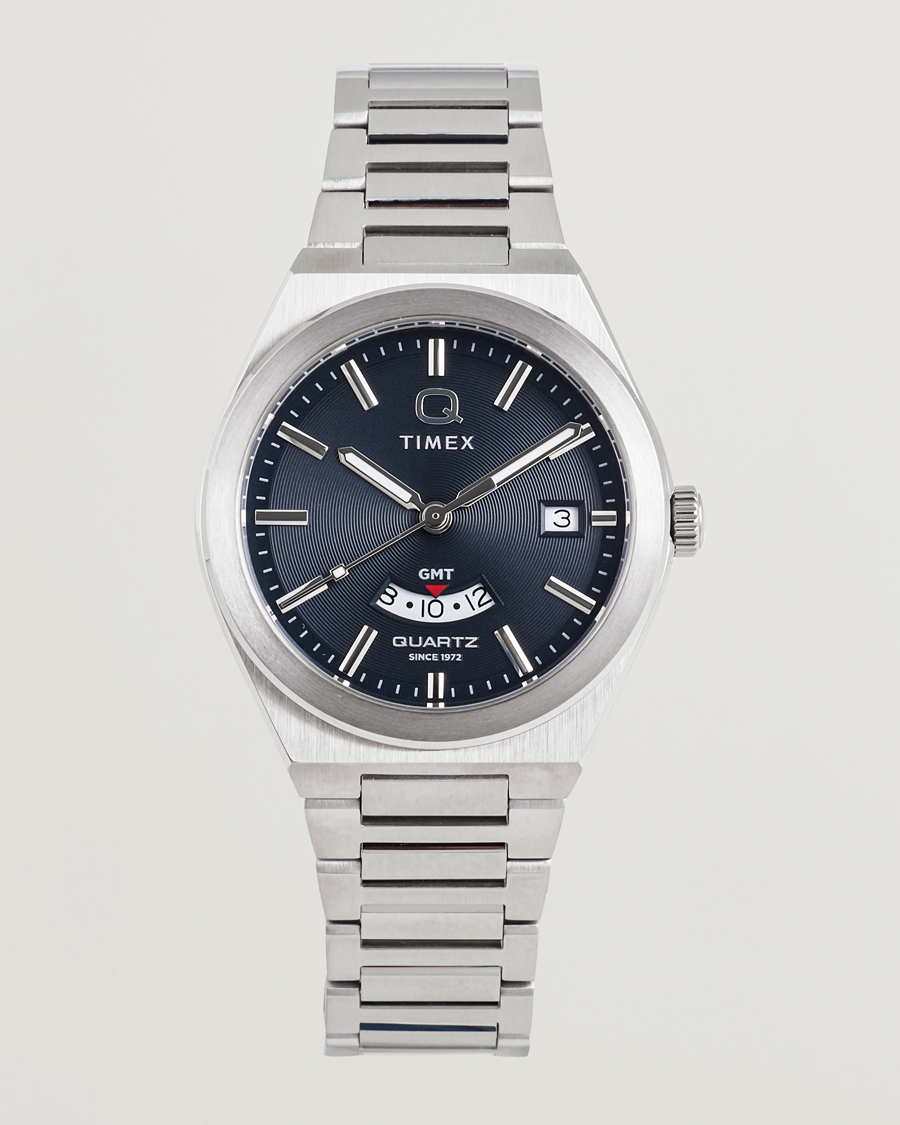 Herr | Timex Q Timex Continental GMT Stainless Steel 39mm Black Dial | Timex | Q Continental GMT Stainless Steel 39mm Black Dial