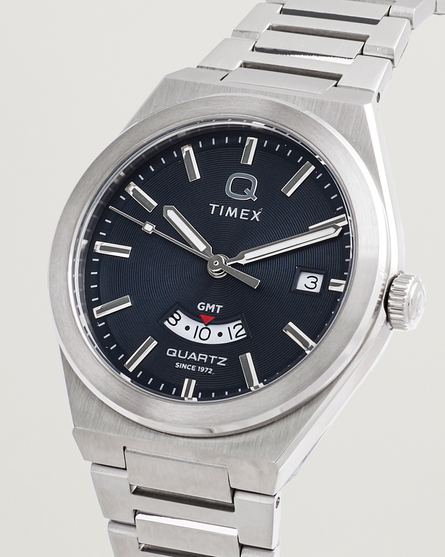 Herr | Timex Q Timex Continental GMT Stainless Steel 39mm Black Dial | Timex | Q Continental GMT Stainless Steel 39mm Black Dial