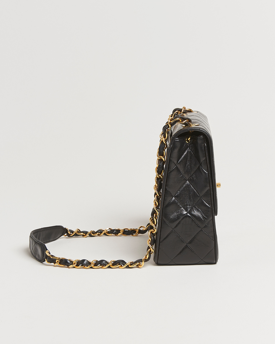 Herr | Chanel Pre-Owned Classic Flap Bag Deca Squared Lambskin Black | Chanel Pre-Owned | Classic Flap Bag Deca Squared Lambskin Black