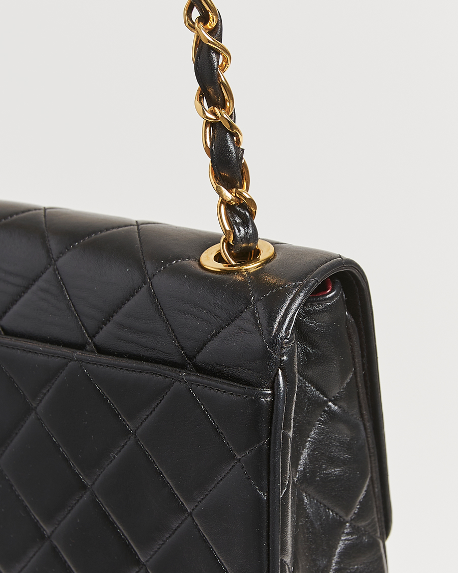 Herr | Chanel Pre-Owned Classic Flap Bag Deca Squared Lambskin Black | Chanel Pre-Owned | Classic Flap Bag Deca Squared Lambskin Black
