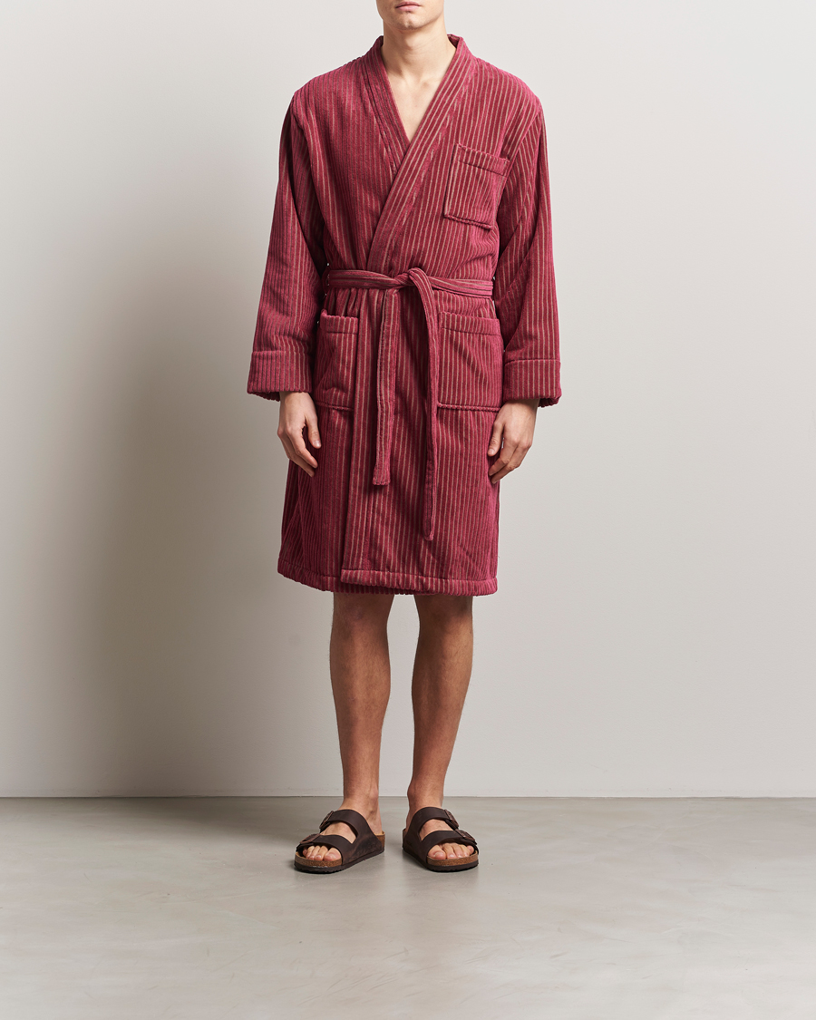 Herr | Pyjamas & Morgonrockar | OAS | Striped Velour Robe Botanico