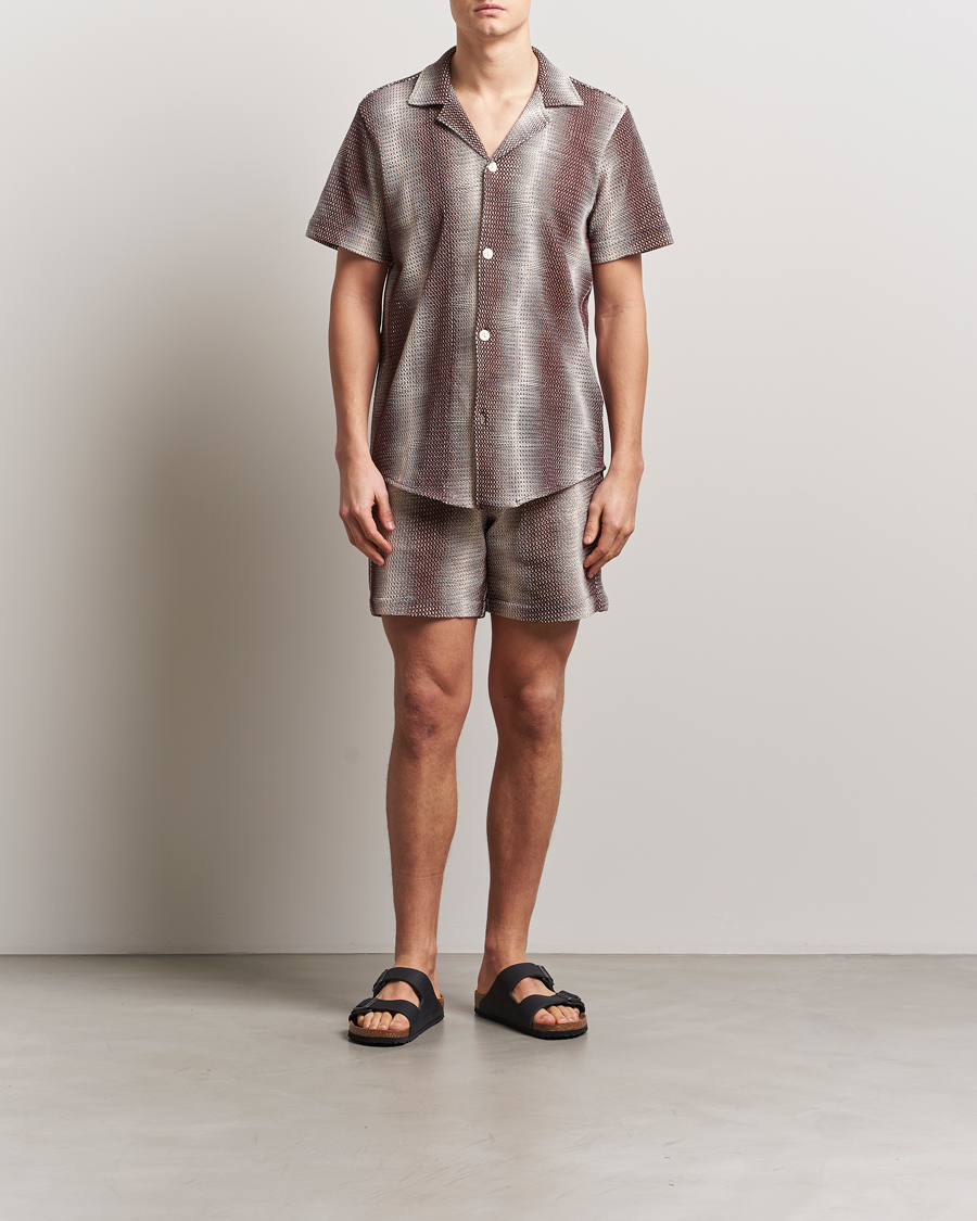Herr | Skjortor | OAS | Short Sleeve Cuba Net Shirt Merlot Echo
