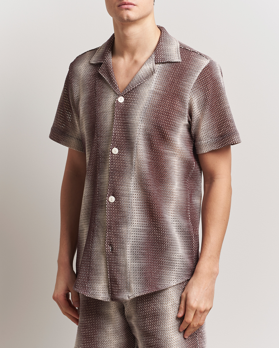 Herr | Skjortor | OAS | Short Sleeve Cuba Net Shirt Merlot Echo