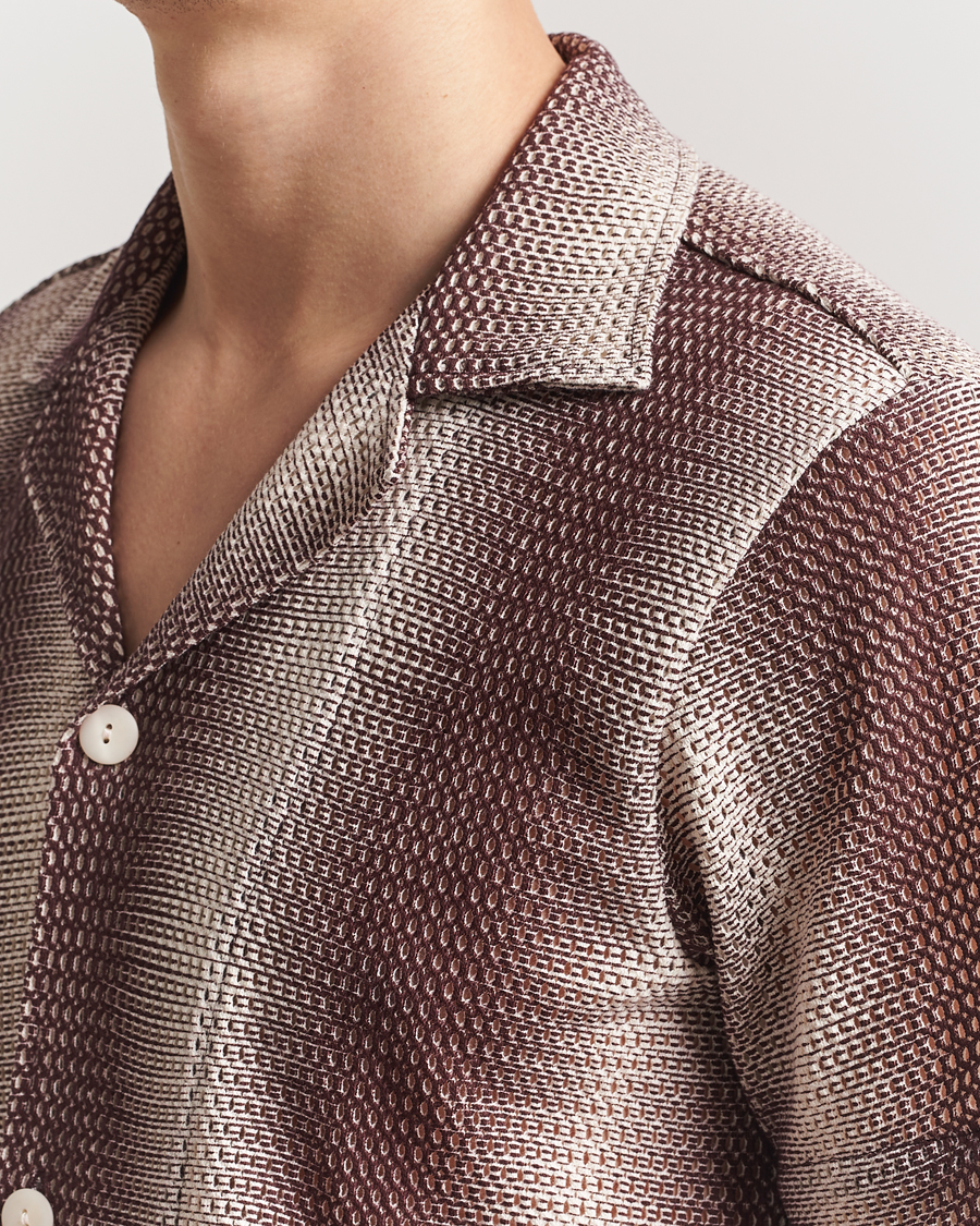 Herr | Skjortor | OAS | Short Sleeve Cuba Net Shirt Merlot Echo