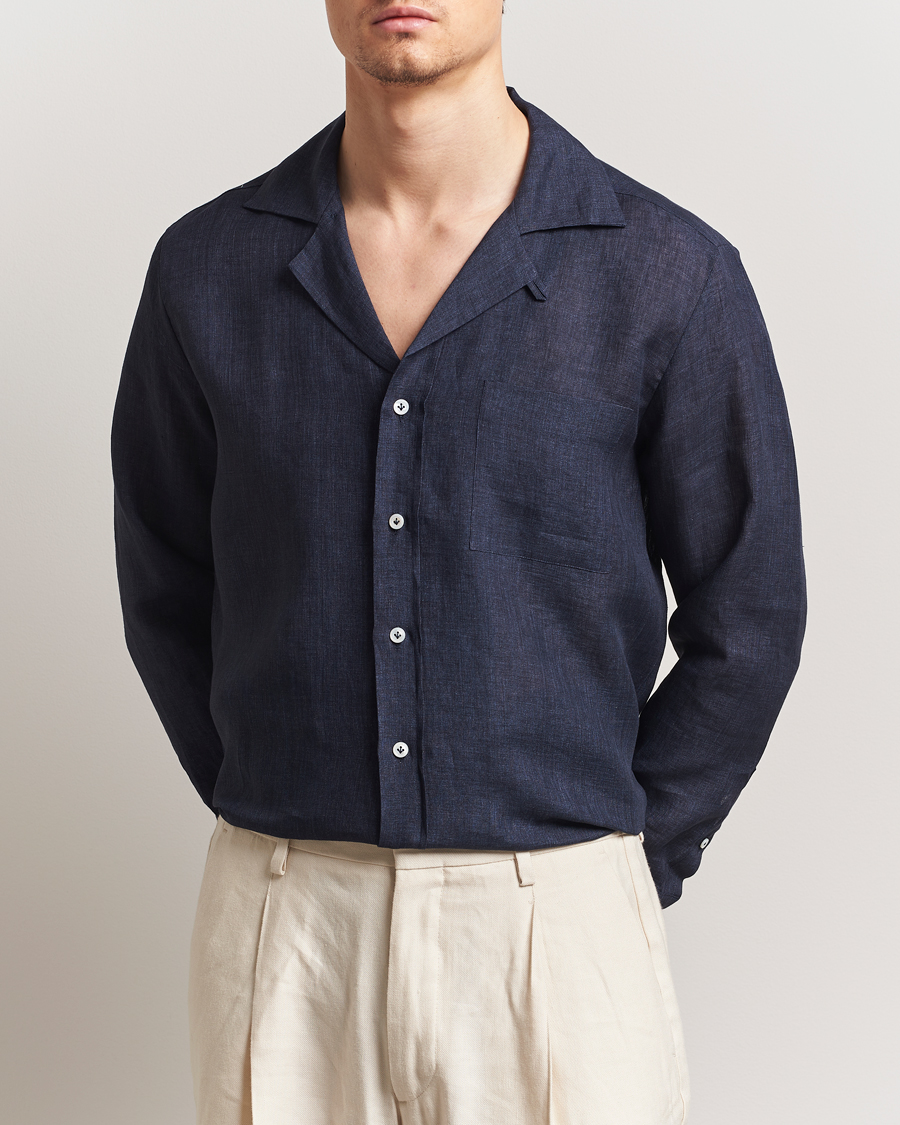 Herr | Skjortor | Lardini | Paul Linen Resort Shirt Navy