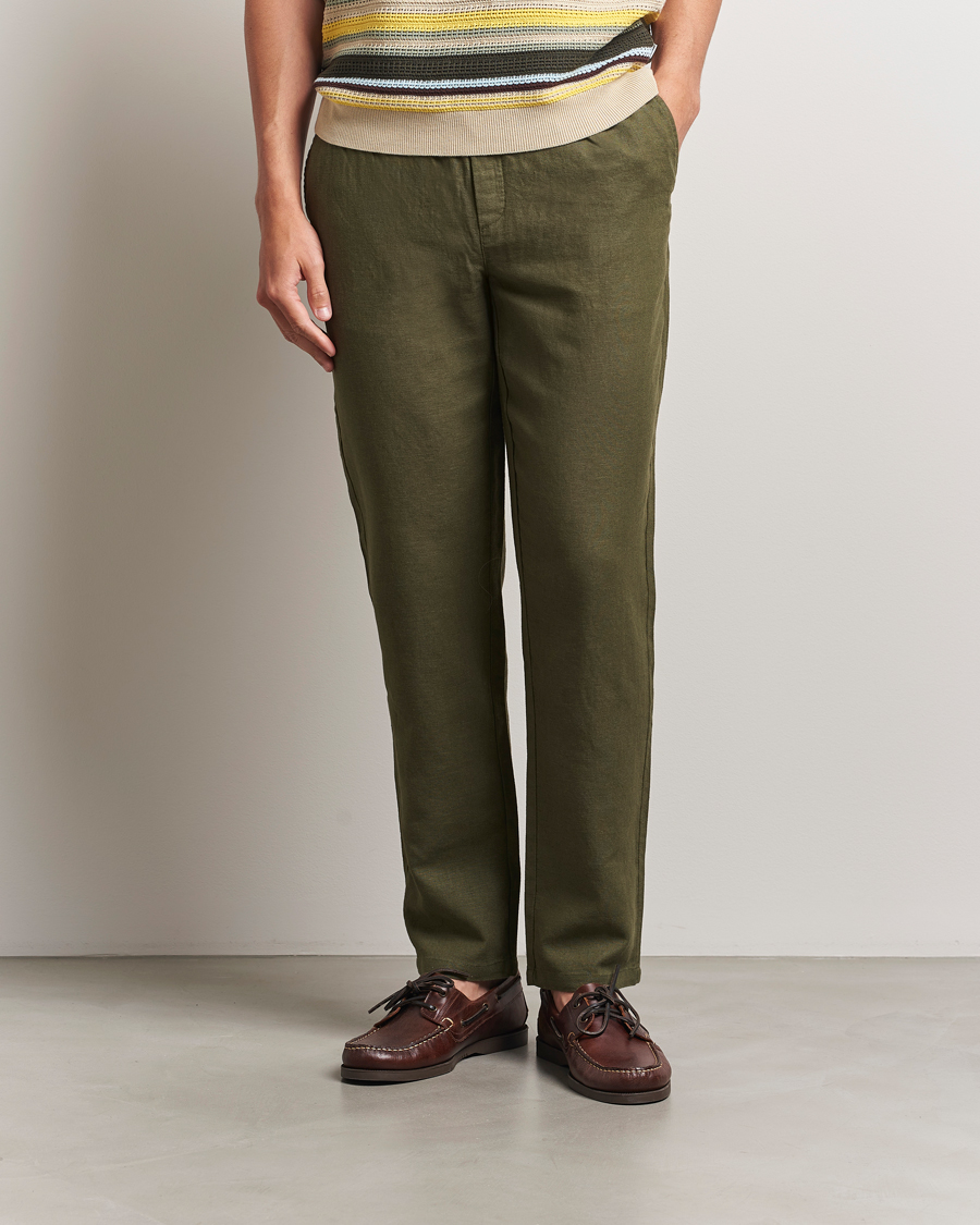Herr | Byxor | LES DEUX | Patrick Linen Pants Olive Night