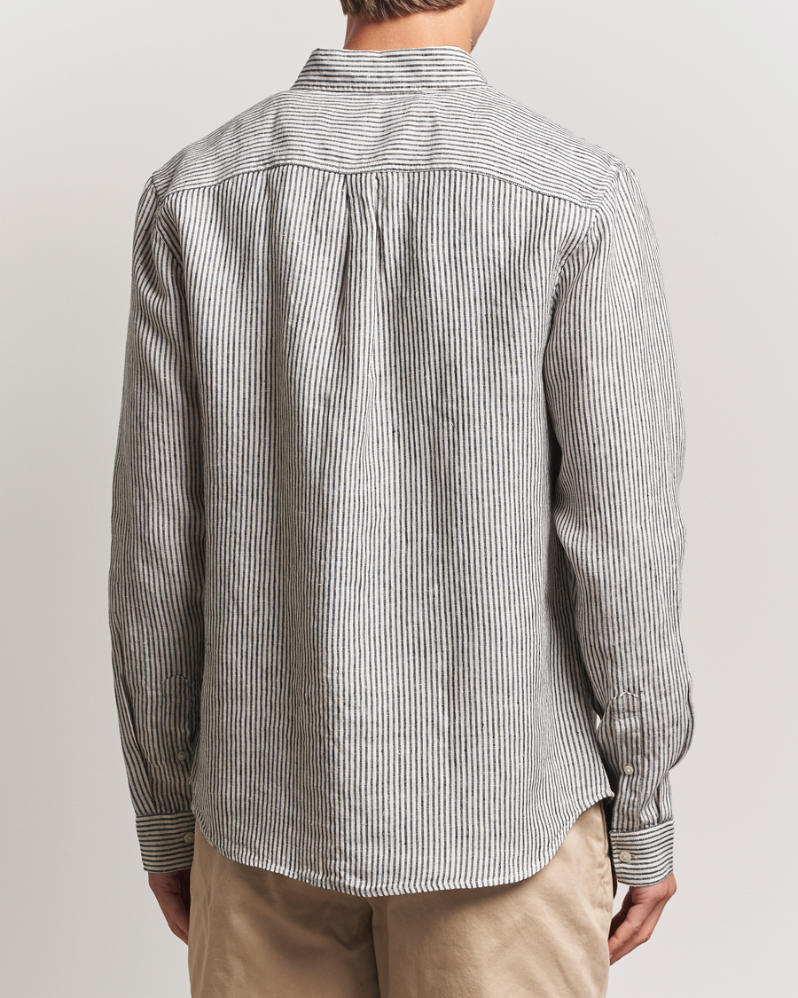 Herr | Skjortor | LES DEUX | Konrad Striped Linen Shirt Black