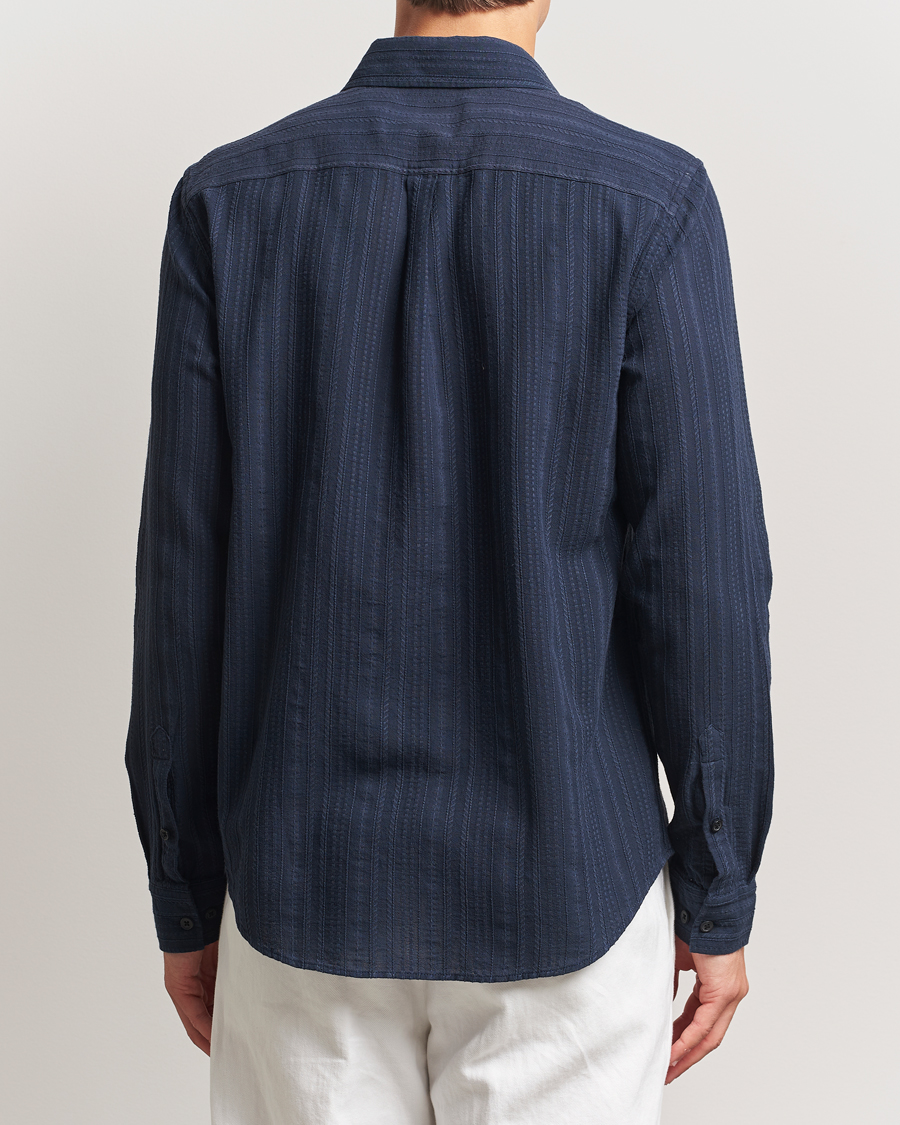 Herr | Skjortor | LES DEUX | Konrad Striped Structure Shirt Dark Navy