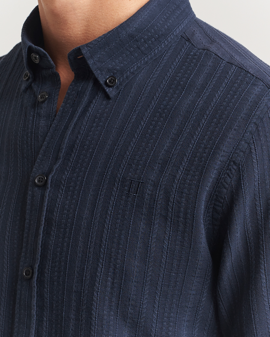 Herr | Skjortor | LES DEUX | Konrad Striped Structure Shirt Dark Navy