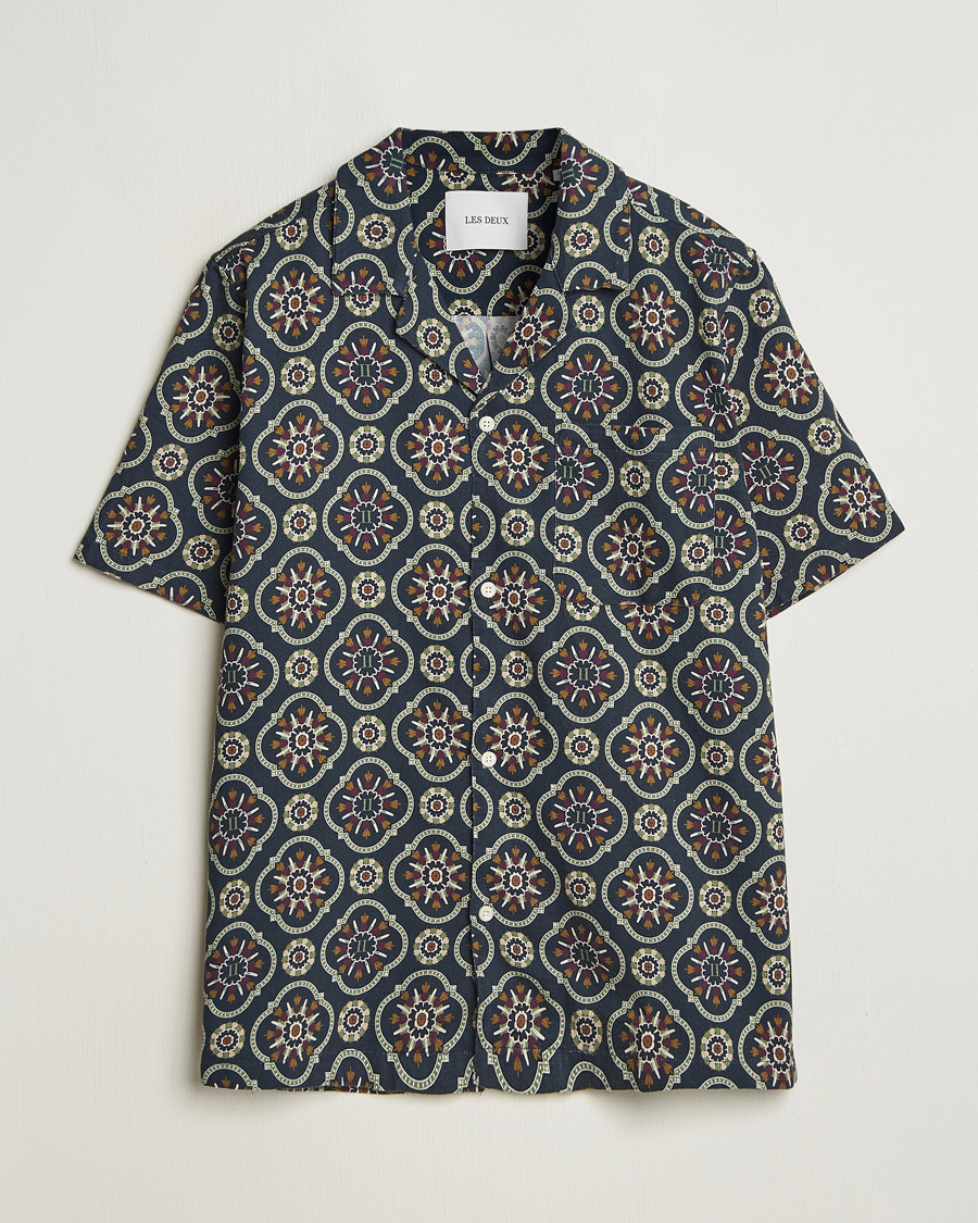 Herr | Skjortor | LES DEUX | Lucas AOP Tapestry Shirt Dark Navy