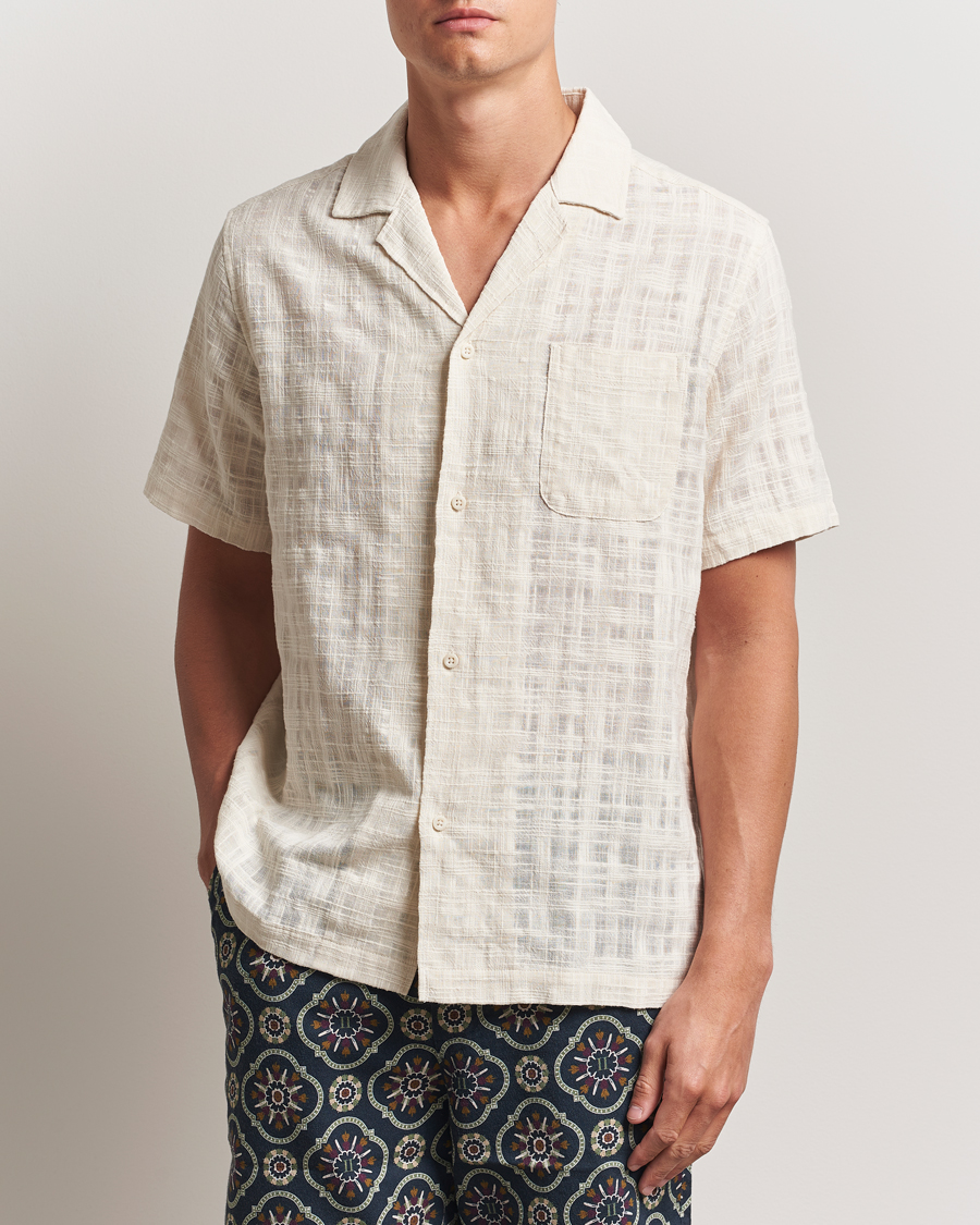 Herr | Skjortor | LES DEUX | Lesley Slub Short Sleeve Shirt Ivory