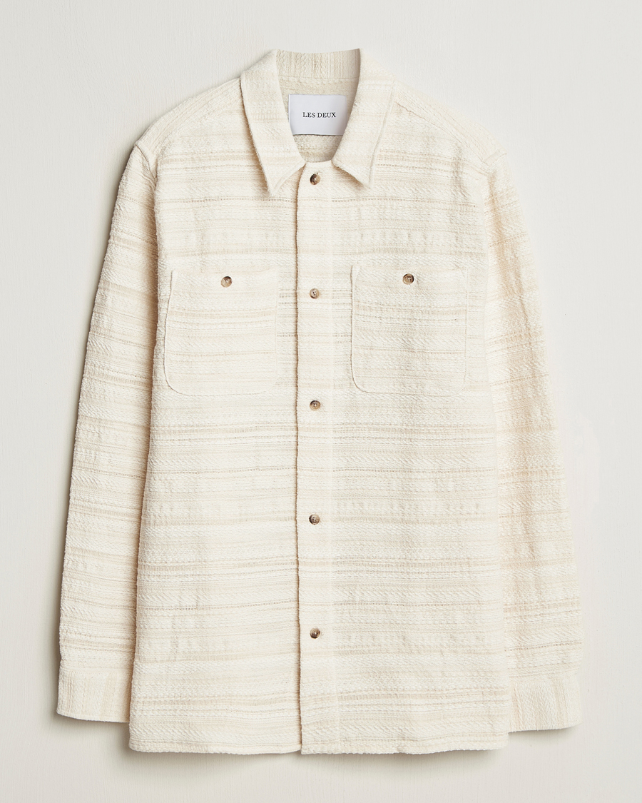 Herr | Skjortor | LES DEUX | Jonas Structure Stripe Overshirt Ivory