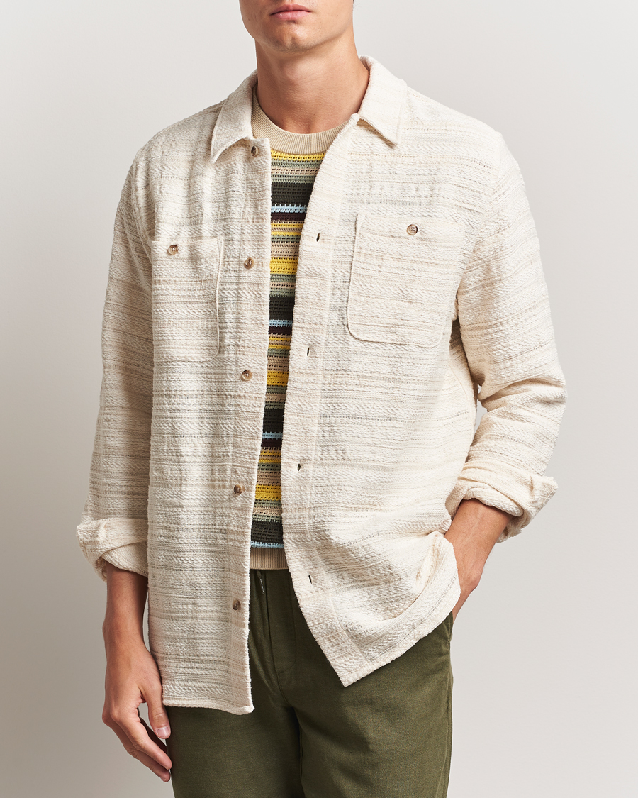 Herr | Skjortor | LES DEUX | Jonas Structure Stripe Overshirt Ivory