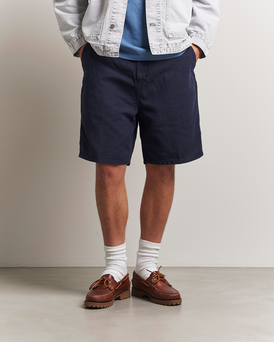 Herr | Shorts | Carhartt WIP | Walter Single Knee Cotton/Linen Short Dark Navy