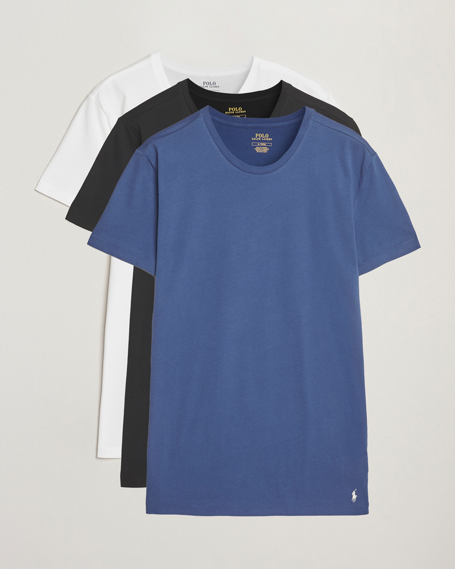 Herr | T-Shirts | Polo Ralph Lauren | 3-Pack Crew Neck T-shirt Black/Old Royal/White