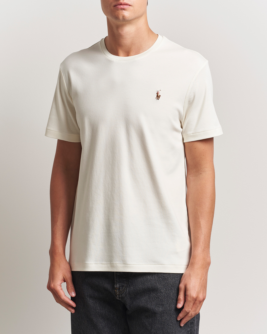 Herr | T-Shirts | Polo Ralph Lauren | Luxury Pima Cotton Crew Neck T-Shirt Pale Cream