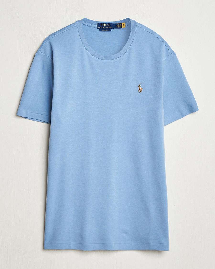 Herr | T-Shirts | Polo Ralph Lauren | Luxury Pima Cotton Crew Neck T-Shirt Channel Blue