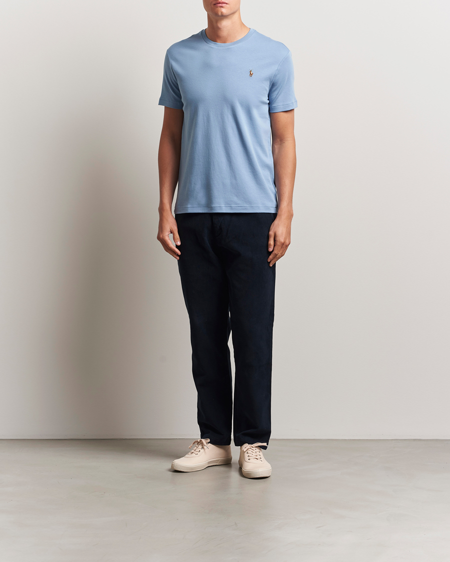Herr | T-Shirts | Polo Ralph Lauren | Luxury Pima Cotton Crew Neck T-Shirt Channel Blue