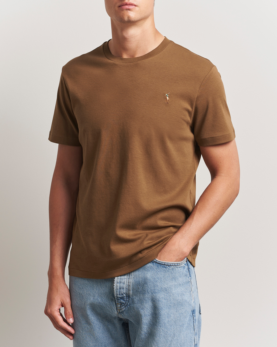 Herr | T-Shirts | Polo Ralph Lauren | Luxury Pima Cotton Crew Neck T-Shirt Nature Brown