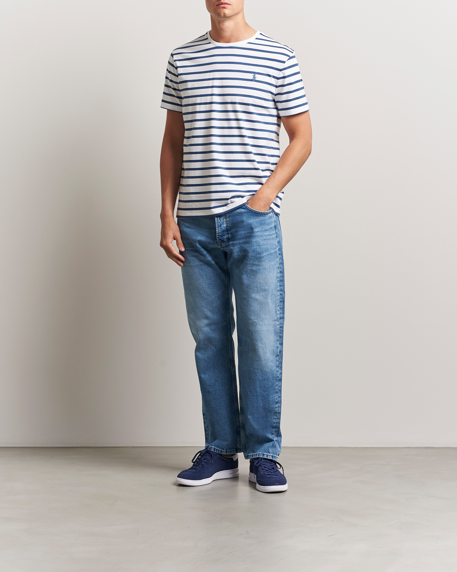 Herr | T-Shirts | Polo Ralph Lauren | Custom Slim Fit Striped Tee White/Old Royal