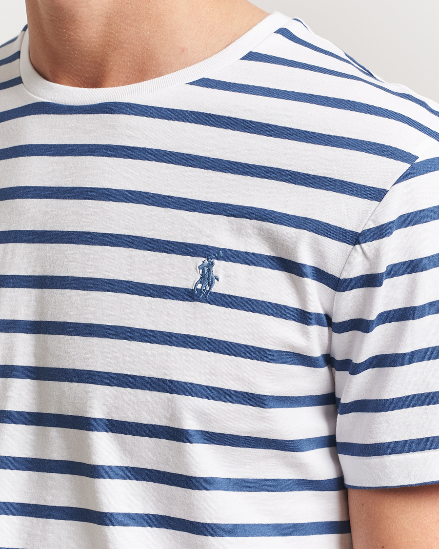 Herr | T-Shirts | Polo Ralph Lauren | Custom Slim Fit Striped Tee White/Old Royal