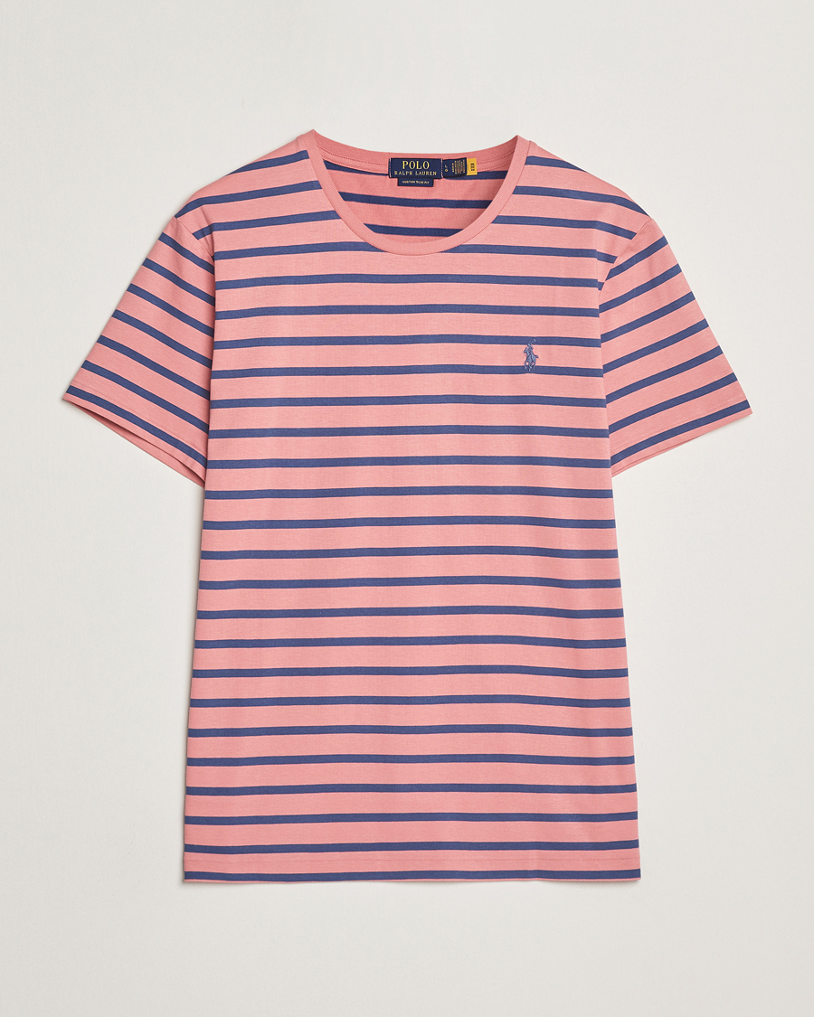 Herr | T-Shirts | Polo Ralph Lauren | Custom Slim Fit Striped Tee Desert Rose/Old Royal