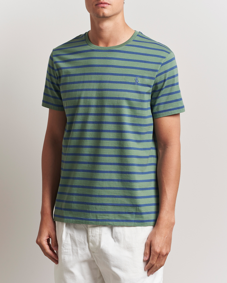 Herr | T-Shirts | Polo Ralph Lauren | Custom Slim Fit Striped Tee Green/Old Royal