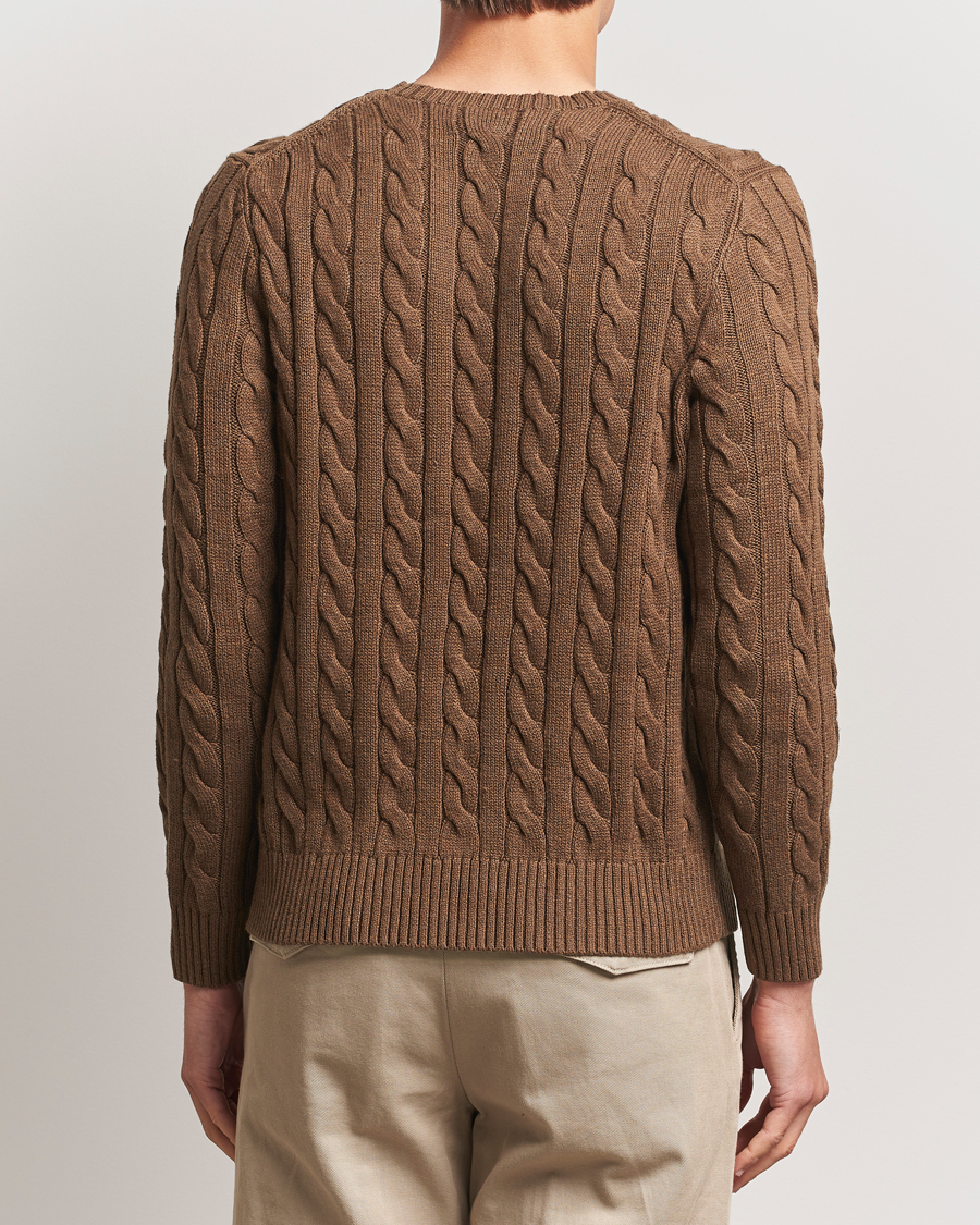Herr | Tröjor | Polo Ralph Lauren | Cotton Cable Pullover Coffee Brown Heather