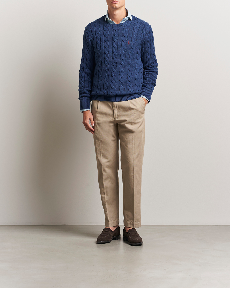 Herr | Tröjor | Polo Ralph Lauren | Cotton Cable Pullover Light Navy