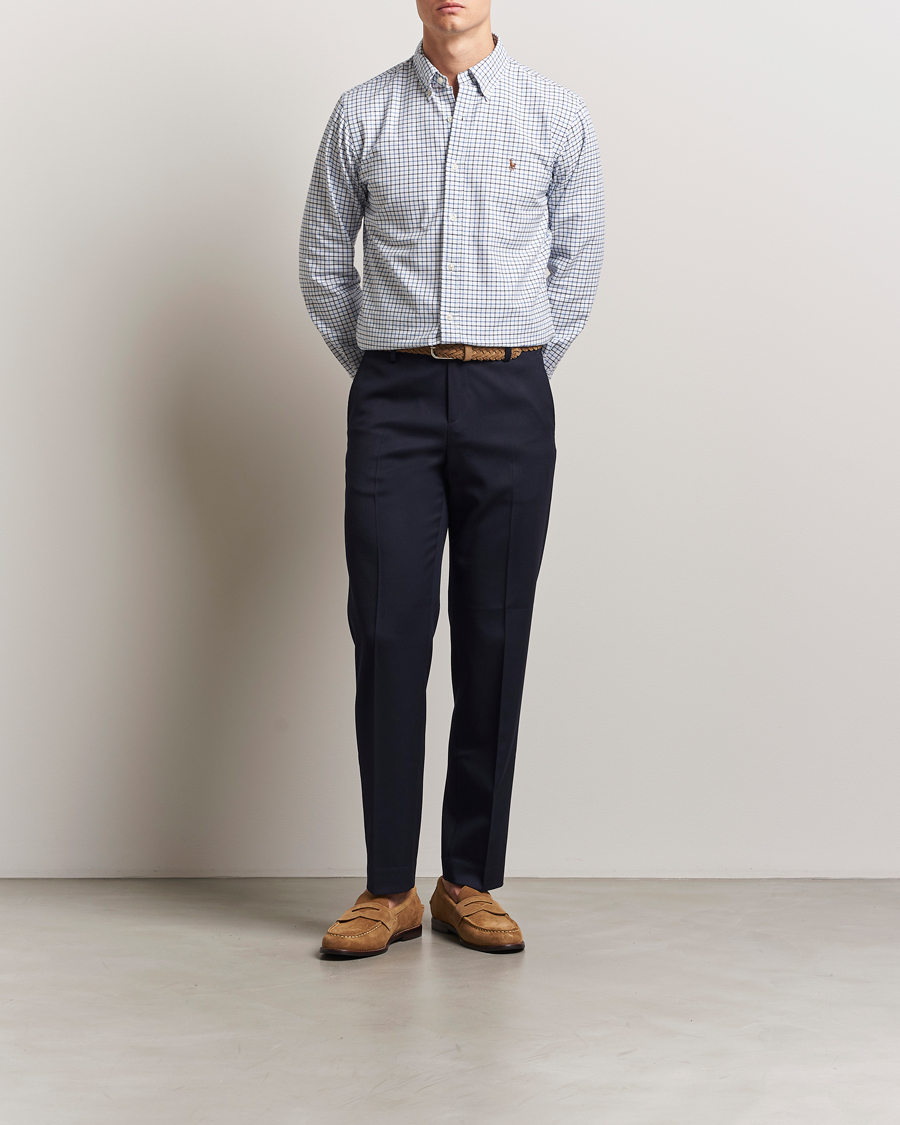 Herr | Skjortor | Polo Ralph Lauren | Custom Fit Checked Oxford Shirt White/Blue Multi