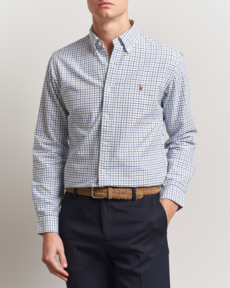 Herr | Skjortor | Polo Ralph Lauren | Custom Fit Checked Oxford Shirt White/Blue Multi