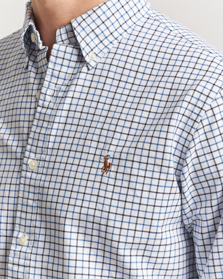 Herr | Skjortor | Polo Ralph Lauren | Custom Fit Checked Oxford Shirt White/Blue Multi