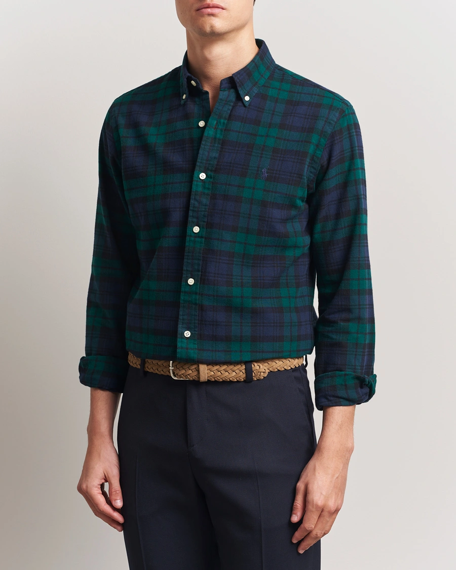 Herr | Skjortor | Polo Ralph Lauren | Custom Fit Checked Oxford Shirt Navy/Green Multi