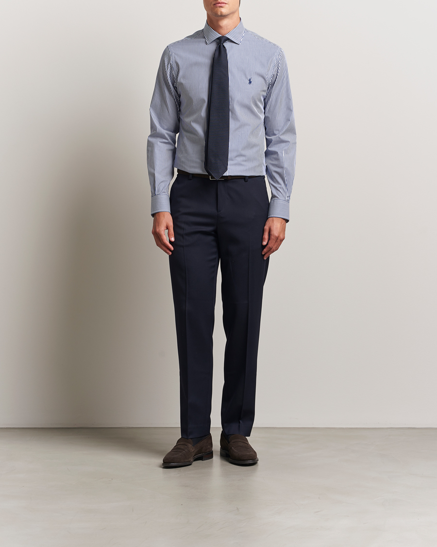 Herr | Skjortor | Polo Ralph Lauren | Slim Fit Stripe Dress Shirt Royal/White