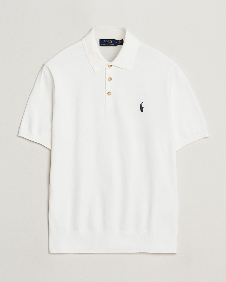 Herr | Tröjor | Polo Ralph Lauren | Knitted Short Sleeve Polo Deckwash White