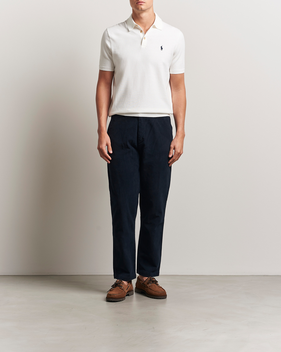 Herr | Tröjor | Polo Ralph Lauren | Knitted Short Sleeve Polo Deckwash White