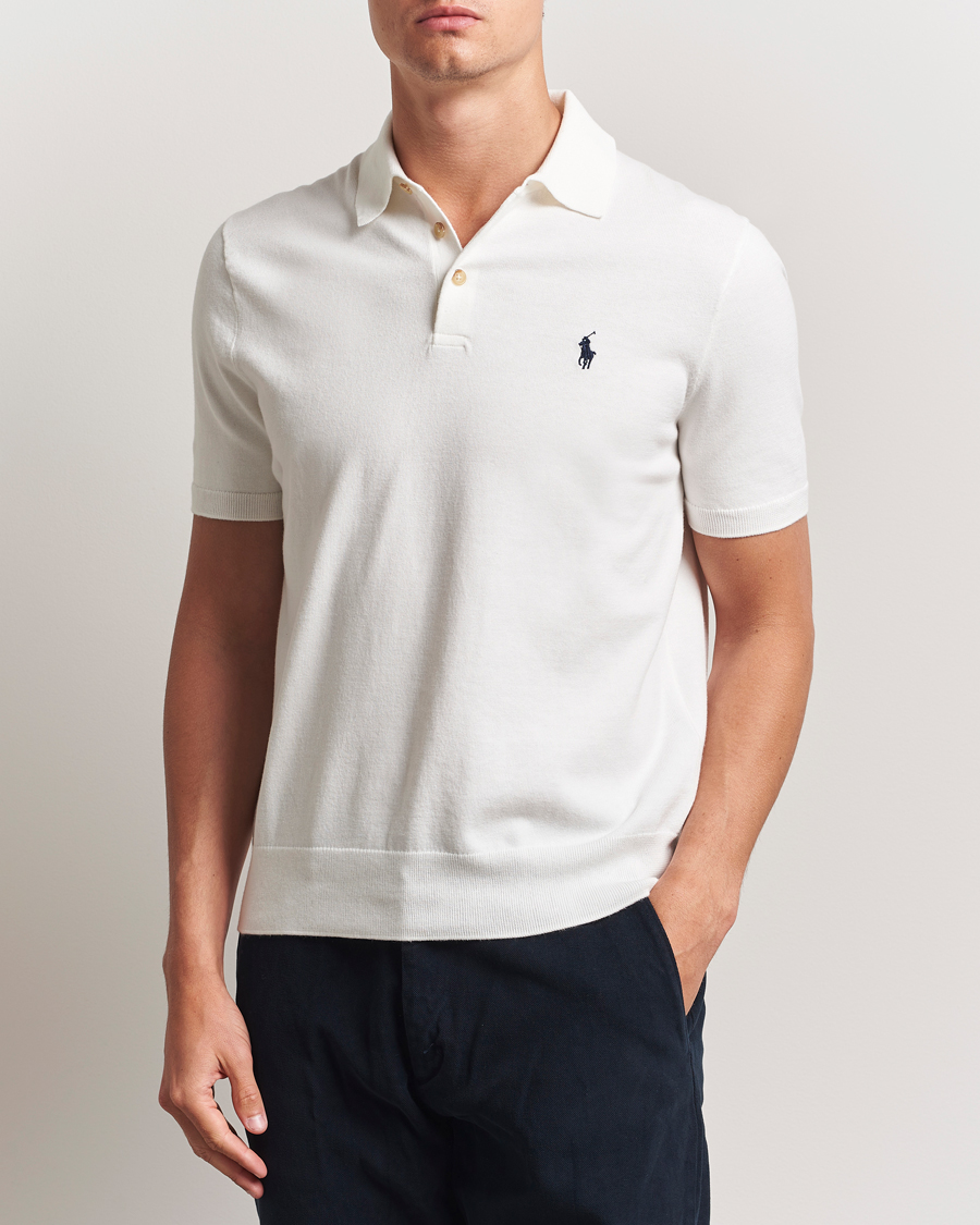 Herr | Tröjor | Polo Ralph Lauren | Knitted Short Sleeve Polo Deckwash White