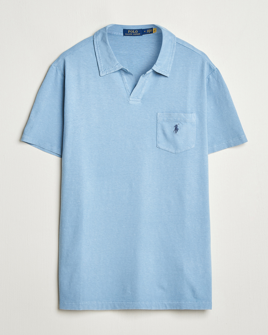 Herr | Pikéer | Polo Ralph Lauren | Johnny Cotton/Linen Polo Channel Blue