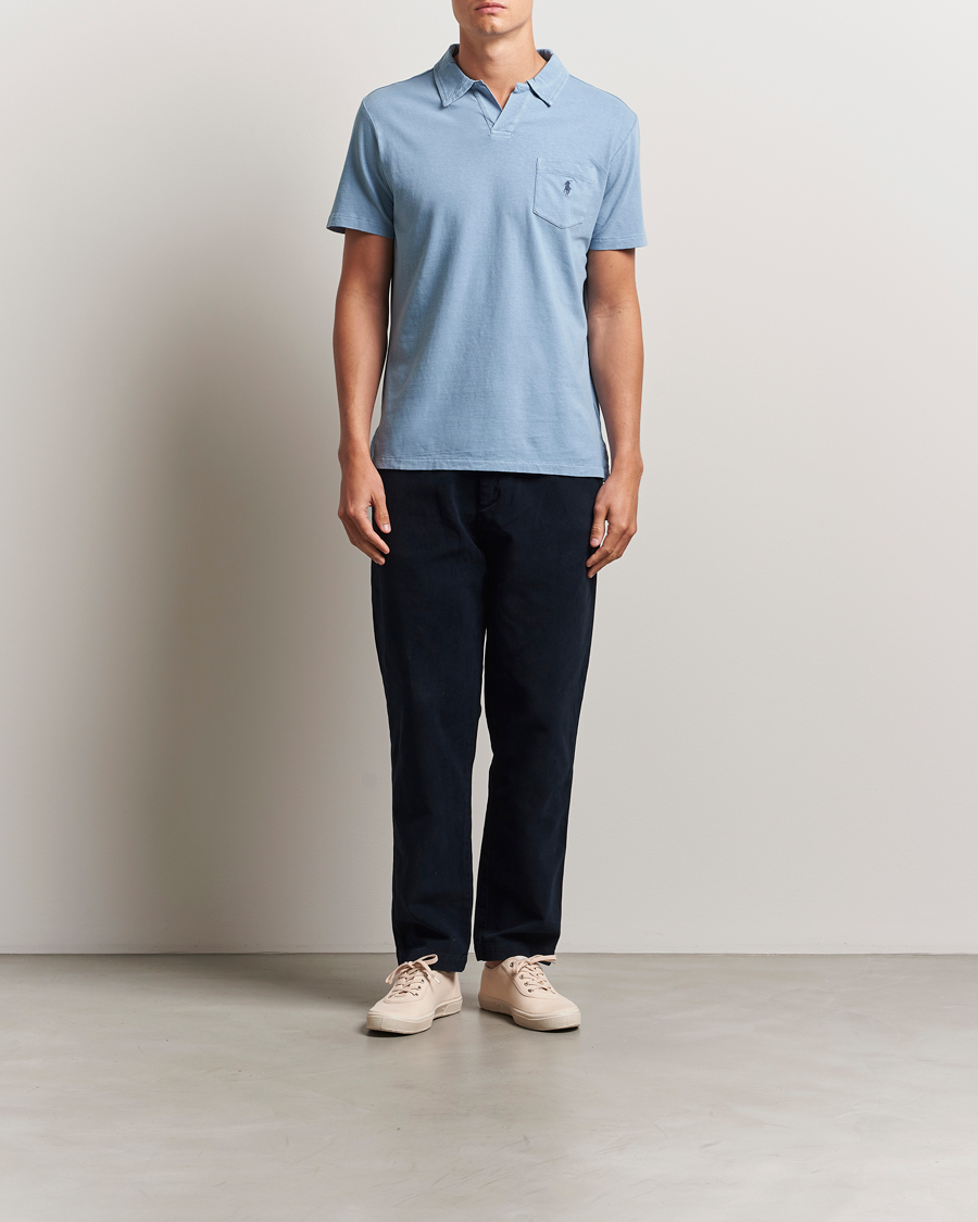 Herr | Pikéer | Polo Ralph Lauren | Johnny Cotton/Linen Polo Channel Blue