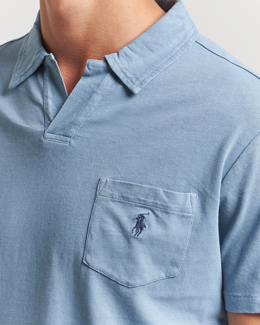 Herr | Pikéer | Polo Ralph Lauren | Johnny Cotton/Linen Polo Channel Blue