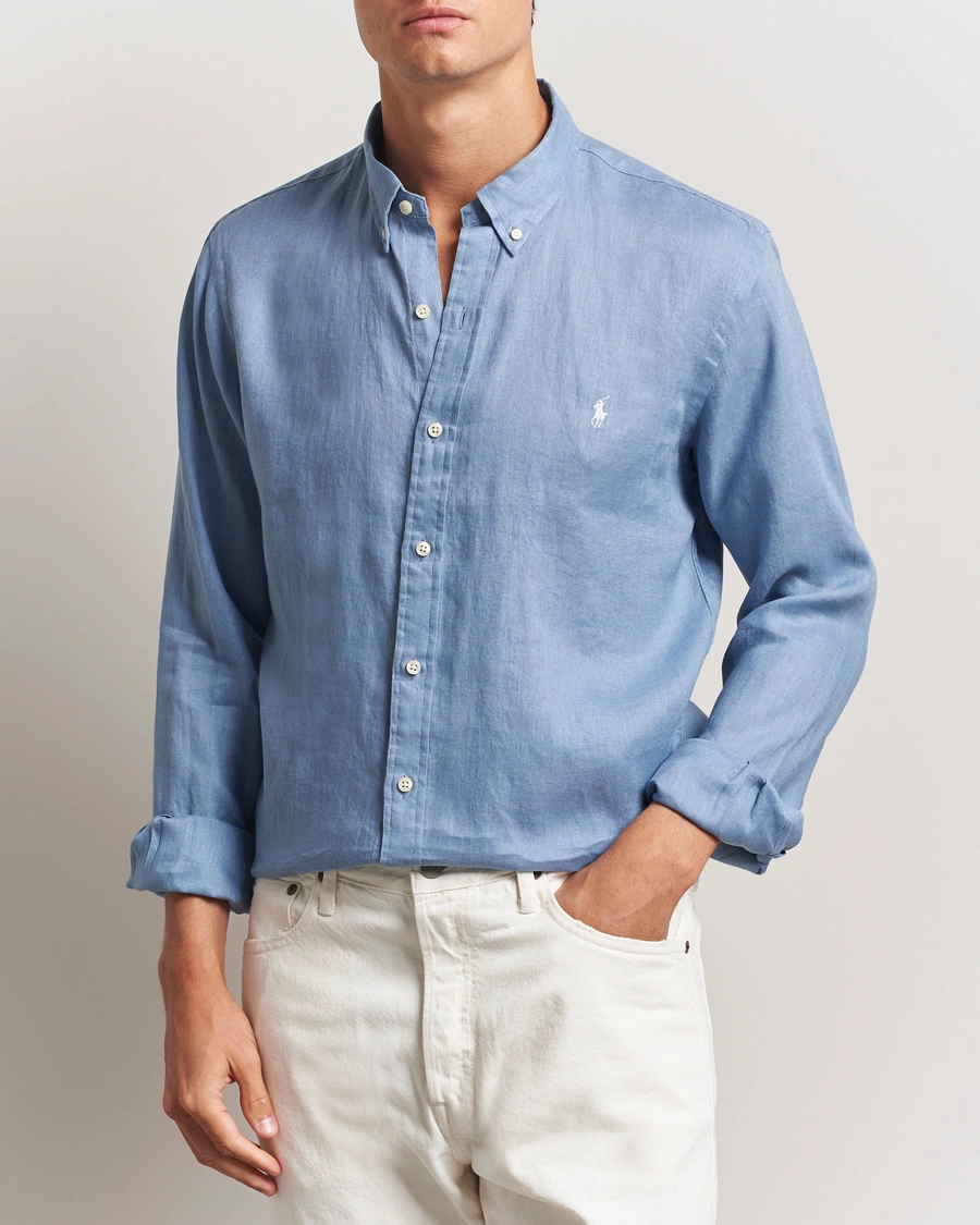 Herr | Skjortor | Polo Ralph Lauren | Slim Fit Linen Shirt Channel Blue