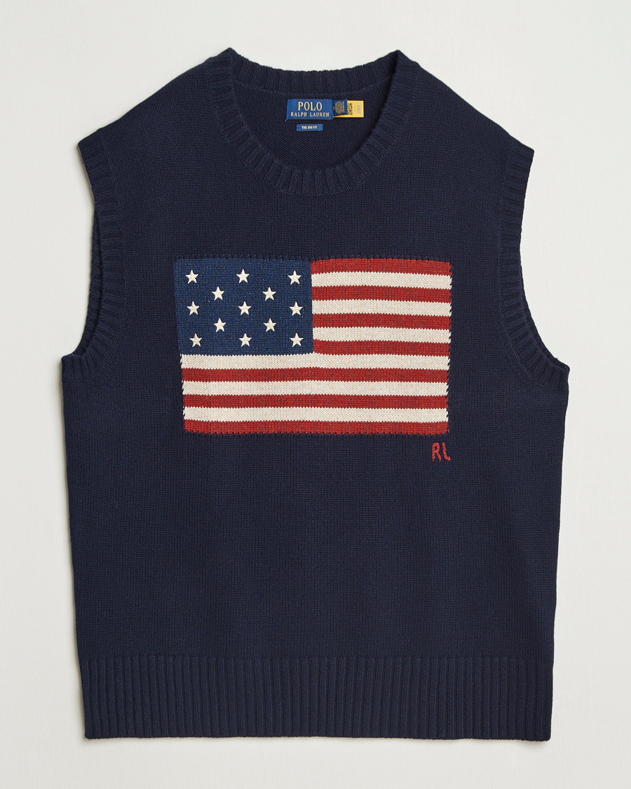 Herr | Tröjor | Polo Ralph Lauren | US Flag Cotton/Wool Vest Hunter Navy
